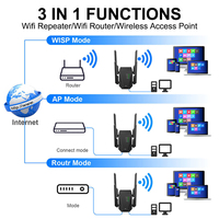 Extensor WiFi de Doble Banda 2.4G 300Mbps con Cobertura de 360°, 4 Antenas, Amplificador de Señal de Largo Alcance, Potenciador Inalámbrico para Interiores y Exteriores
