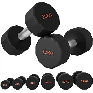 SPORTNOW <b>Dumbbell</b> Set 12-Sided Shape & Non-Slip Grip Rubber+Cast Iron <b>Dumbbells</b> for Men/Women Home Gym 2 X 12kg - Product Image 3