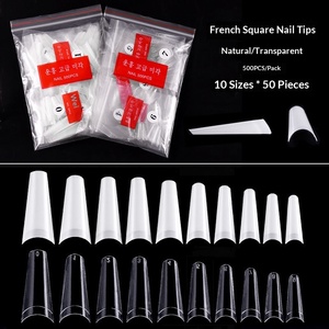 <span class=keywords><strong>Faux</strong></span> <span class=keywords><strong>ongles</strong></span> non pré-dessinés, style européen et américain, French carré, en denim, 500 pièces par sachet - Product Image 2