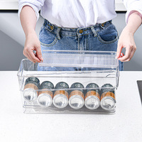 Organisateur de réfrigérateur à roulettes automatique à 2 niveaux, matériau PET, capacité de 6 à 10 L, forme rectangulaire, boissons fraîches, bière, soda, canettes