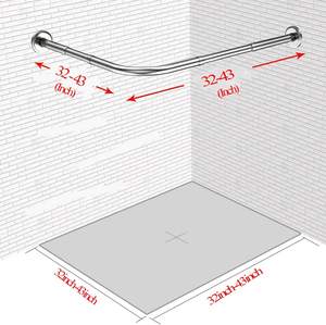 Nouvelle vie extensible sans perceuse installer 304 accessoires de tringle à rideau de douche en forme de L en acier inoxydable 32-43 "X 32-43" pour salle de bain - Product Image 1