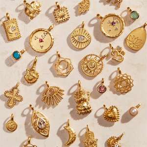 Elegante oro placcato 18K in acciaio inox Sun Devil Eye luna 12 pietre natale ciondolo collana - Product Image 5