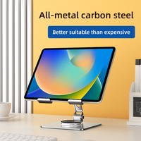 Durable Metal 360 °   Support de tablette PC de bureau en acier carbone rotatif, réglable en hauteur et en angle, support de téléphone portable