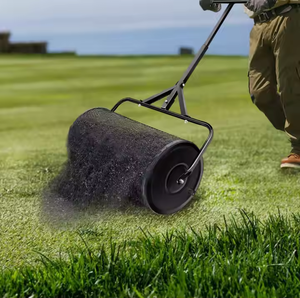 <strong>Lawn</strong> and Garden Roller with Side Latches Steel Mesh Basket for Spreading Manure <strong>Topsoil</strong> - Product Image 3
