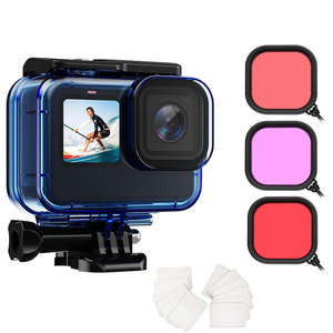 Boîtier étanche 60M avec filtres anti-buée pour <span class=keywords><strong>GoPro</strong></span> <span class=keywords><strong>Hero</strong></span> 13/12/11/<span class=keywords><strong>10</strong></span>/9 – Filtres couleur inclus – Vente flash - Product Image 1