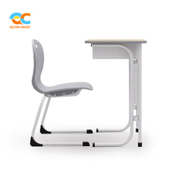 Conjunto de Mesa y Silla de Estudio Ergonómicas para Estudiantes, Diseño de Grano de Madera, Estructura en C, Moderno y Resistente para el Aula, de Elite Industry Provider