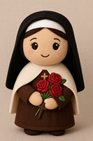 Jouet en peluche religieuse catholique personnalisé poupée en peluche Sainte Thérèse avec roses et croix OEM cadeau religieux pour l'église et l'école