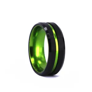 Custom Green Wedding Band Fashion Custom Made Chroma Color Collection Tungsten Carbide Wedding Band Ring 8mm