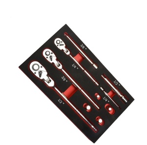 Jeu de clés à cliquet à tête flexible 10 pièces, entraînement 1/4 3/8 1/2 pouce, clé à cliquet à tête pivotante avec barres d'extension et 4 adaptateurs - Product Image 1