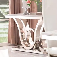 Table console moderne élégante de luxe en marbre argenté Mobilier de salon contemporain en bois pour hôtels et villas Tables d'appoint