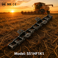 Cadena de Rodillos Agrícola S51HF1K1 con Accesorios, Cadena de Máquina Duradera para Reemplazo de Cosechadoras, Especialista en Repuestos