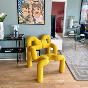 Fauteuil paresseux de designer norvégien, style Instagram, inspiré du design nordique, en métal à tubes courbés, pour salon et extérieur, décontracté - Product Image 1