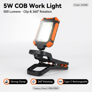 DREAMS'LIGHT 500lm 5W COB <span class=keywords><strong>Lampe</strong></span> <span class=keywords><strong>de</strong></span> travail rechargeable avec clip 360° °   <span class=keywords><strong>Lampe</strong></span> d'inspection LED portable et pliable pour réparation automobile - Product Image 1