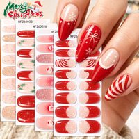 Autocollants pour ongles en gel semi-durcis non toxiques, personnalisés pour Noël, avec motifs de baies de houx, flocons de neige, Père Noël, bonhomme de neige, paillettes et sapins, pour les fêtes d'hiver