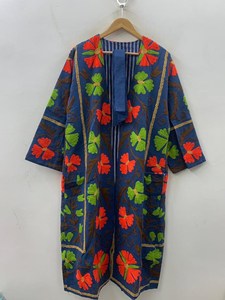 Women's Handmade Long Velvet Suzani Kimono <b>Robe</b> Floral Embroidered Boho <b>Coat</b> Luxury Boutique Outerwear - Product Image 1
