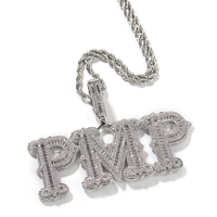 Pendentif personnalisé avec initiale UWIN, pendentif avec nom en majuscules personnalisé, chaîne cubaine en CZ de 9 mm, collier pour femmes et hommes, bijoux hip hop
