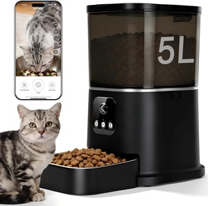 Distributeur automatique de nourriture pour <span class=keywords><strong>chat</strong></span> avec caméra HD WiFi, 5L, contrôle par application, audio bidirectionnel, vision nocturne, bol en acier inoxydable, distributeur intelligent de nourriture pour animaux de compagnie avec écran LCD - Product Image 1