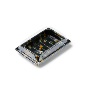 Ensemble de plateaux à sushi noirs jetables, assiettes en plastique PP pour restaurant, vaisselle de fête, plateau rectangulaire avec couvercle - Product Image 3