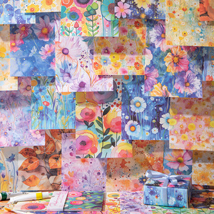 30 tờ/gói mờ hoa loạt màu nước Vật liệu nền giấy hoa trang trí cắt dán lá lỏng lẻo ghi nhớ Pad - Product Image 2