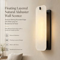 Applique murale rectangulaire longue en albâtre naturel YH, lampe murale LED moderne en albâtre oblong arrondi pour chambre et couloir