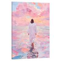 Impression sur toile Jésus marchant sur l'eau, art mural chrétien, peinture pastel de la foi pour la décoration du salon et de la salle de prière