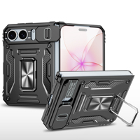 Coque de téléphone Armor avec béquille rotative à 360°, protection magnétique coulissante pour objectif d'appareil photo et support pour iPhone Fold 18 DUO, compatible avec support de voiture