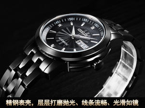 Montre de luxe pour homme avec cadran en verre, bracelet en acier inoxydable, mouvement à quartz résistant à l'eau, style designer d'affaires Haiou - Product Image 2