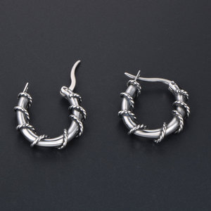 Pendientes de Clip de Acero Inoxidable en Forma de O de 2.1cm, Joyería de Moda para Fiestas CF093 - Product Image 2