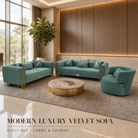 Ensemble de canapés en tissu velours de luxe pour salon d'appartement moderne