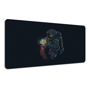 Tapis de souris de jeu Neon Cyberpunk Astronaut |   Grand tapis de bureau antidérapant 90x40cm Cadeaux pour joueurs - Product Image 3