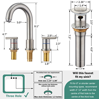 Grand bec 3 trous robinet de baignoire douche à main salle de bain cascade haute pression avec drain pop-up