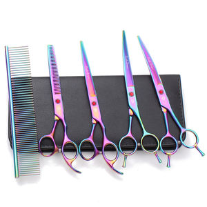 보라색 드래곤 개 미용 가위 6.5 "7" 일본 스테인레스 애완 동물 미용 청커 숱이 가위 동물 곡선 가위 Z3002 - Product Image 2