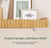 Ensemble de 2 étagères flottantes en bambou, étagères murales décoratives à design cannelé pour salon, chambre, cuisine