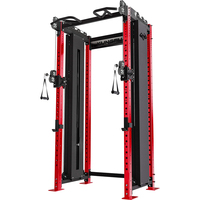 Jaula de entrenamiento de potencia multifuncional, polea para dominadas y remo bajo, sentadillas con peso y cables