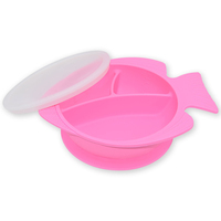 Bol en silicone pour bébé en forme de poisson, résistant au micro-ondes et au lave-vaisselle, sans BPA, avec ventouse pour les tout-petits, les nourrissons, les bébés et les enfants