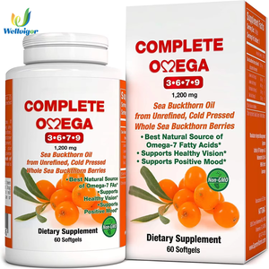Omega 3 6 7 9 Minyak <span class=keywords><strong>Sea</strong></span> <span class=keywords><strong>Buckthorn</strong></span> 1200mg Cold Pressed 60 Softgel Non GMO Suplemen Makanan - Product Image 1