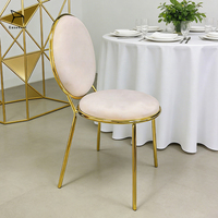 Chaise de salle à manger de luxe européenne du fabricant, design dossier rond en velours, structure en métal massif pour la maison et l'hôtel