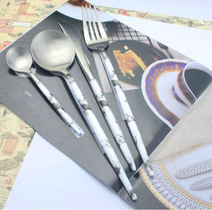 Ensemble de couverts <span class=keywords><strong>Homedesign</strong></span> en acier inoxydable portugais, motif léopard créatif, camping, couverts en or rose, finition mate, modèle artisanal - Product Image 2