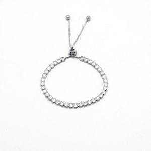 Stainless Steel <b>Adjustable</b> Tennis <b>Bracelet</b> with Sparkling Round Cut Zirconia Stones Slider Chain Elegant Gift for Women - Product Image 5