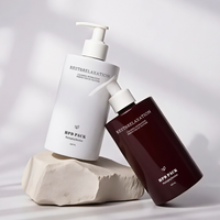 Bouteille de shampooing en plastique PET cylindrique de 300 ml et 400 ml, finition mate colorée, pour savon liquide, shampooing, après-shampoing, emballage de bouteille
