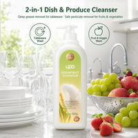 Liquide vaisselle végétal de qualité alimentaire à l'extrait de riz, nettoyant 2-en-1 pour fruits et légumes, savon vaisselle écologique en gros