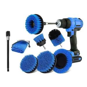 Detalhando Car Brush Set 8 Pcs Portátil Automático Car Brush Set Broca Escova De Limpeza