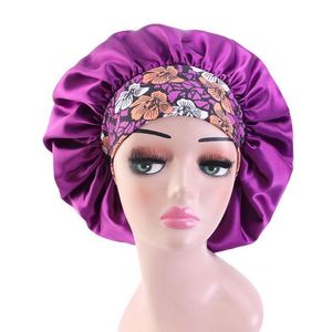 Gorro de Satén con Estampado Floral de Talla Grande para el Cuidado del Cabello Rizado de Mujer, Banda Ancha, para Viajes y Playa, Calidad de Salón - Product Image 3