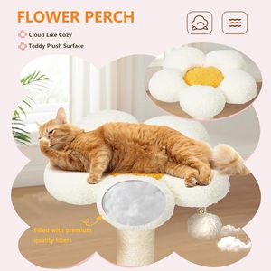 KWOJU 36-inch binnenkattenboom met meerdere niveaus, verwijderbaar bloembak, pluche kattencondo, gezellig hangmat, activiteitenbal speelgoed voor kittens - Product Image 3
