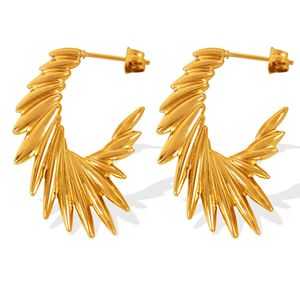 Angel Wing <b>Titanium</b> Steel <b>Stud</b> Earrings Gold Silver Irregular Shape Party Fashion Jewelry for Women - Product Image 5