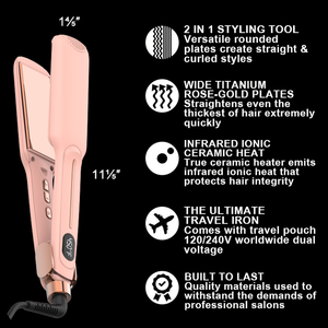 Piastra per Capelli Professionale Rosa Chiaro con Rivestimento in Titanio, Riscaldamento Rapido MCH, Strumento a Infrarossi per Lisciare e Arricciare - Product Image 3