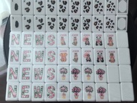Mahjong américain en acrylique vert émeraude à 4 couches, avec des singes, des pandas, des animaux et des plantes tropicaux, pour les jeux de société et les jeux de fête