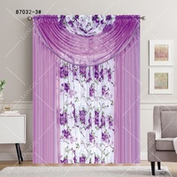 Rideaux transparents à imprimé floral Rideaux à poches semi-transparents en tissu polyester avec garniture et glands perlés