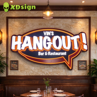 Enseigne lumineuse 3D personnalisée monocolore avec panneau arrière en acrylique, lettres en métal pour la décoration murale de bars, magasins et restaurants