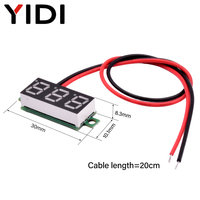 0.28 inci Mini DC 2.5-30V 0-100V LED Digital Voltmeter motor Volt Tester dengan pengukur voltase Meter listrik 2-kawat 3 kawat